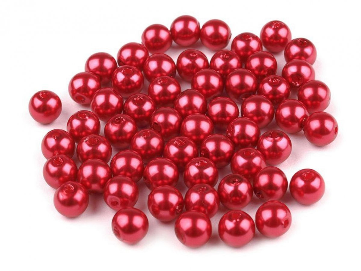 Plastové voskové korálky 6 mm (20g) - červená