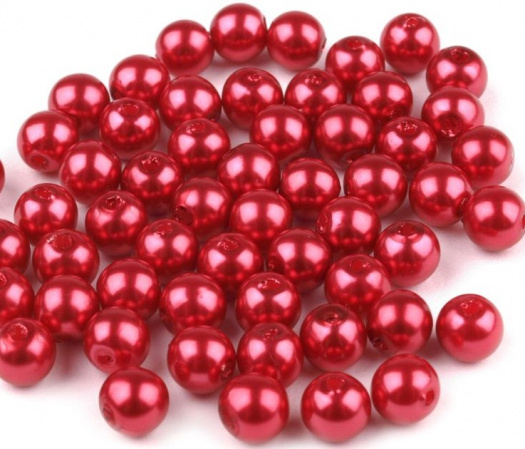 Plastové korálky 6 mm (60ks) - červená
