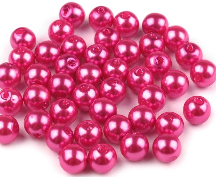 Plastové korálky 6 mm (60ks) - tm.růžová