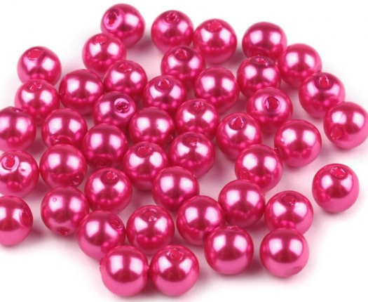 Plastové korálky 6 mm (60ks) - tm.růžová