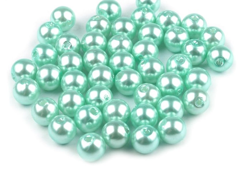 Plastové korálky 6mm (60ks) - mint