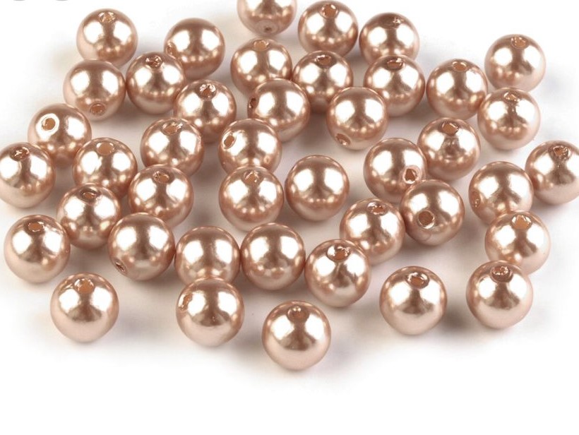 Plastové voskové korálky 8mm (40ks) - béžová