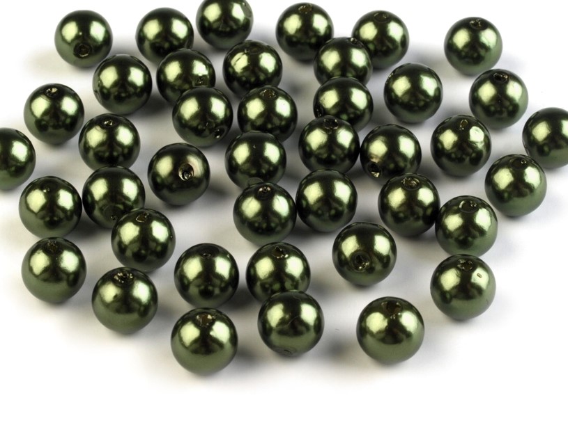 Plastové voskové korálky 8 mm (40ks) - khaki