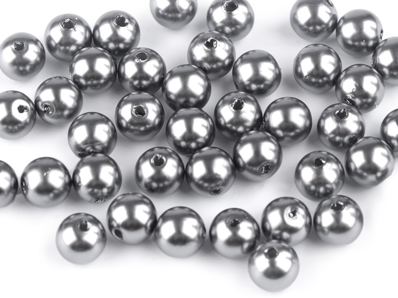 Plastové voskové korálky 8mm (40ks) - šedá