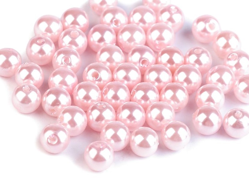 Plastové voskové korálky 8mm (40ks) - pudrová