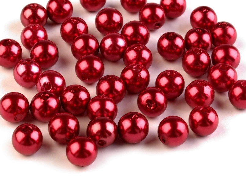 Plastové voskové korálky 8 mm (40ks) - červená