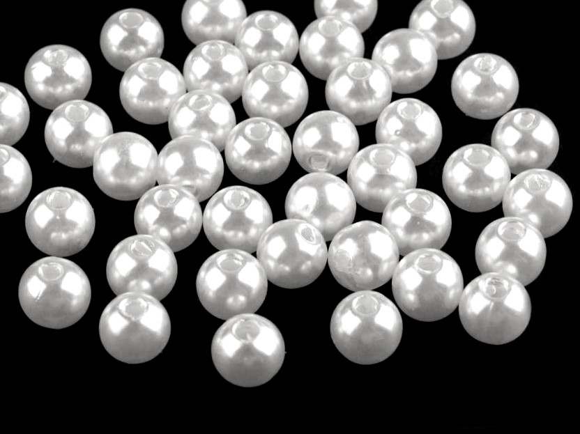 Plastové voskové korálky 8 mm (40ks) - bílá