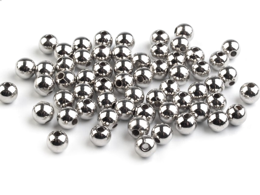 Plastové korálky 6mm (100ks) -stříbrná