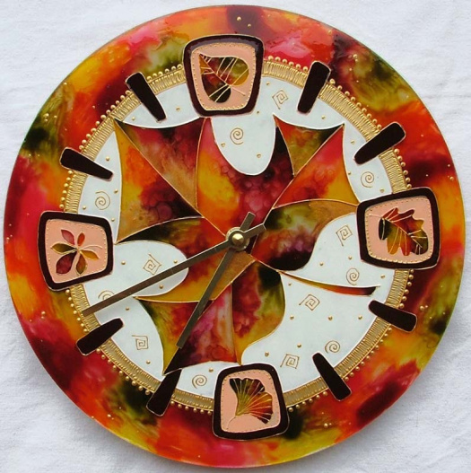 Skleněné hodiny „Podzimní Symfonie“ – průměr 33 cm