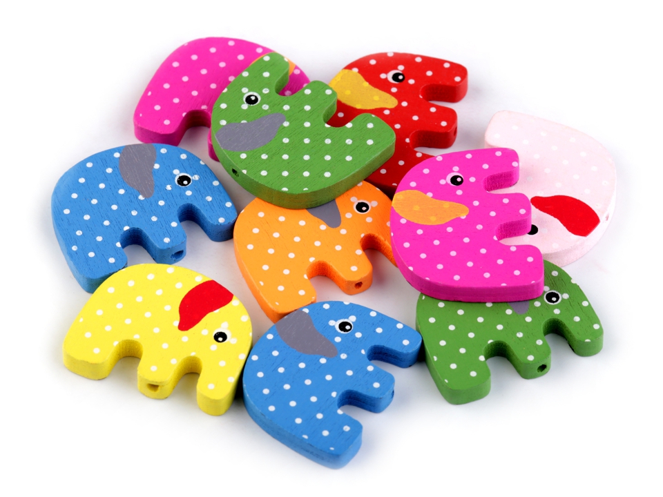 Dřevěné korálky slon - 10 kusů