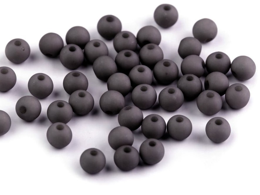 Plastové korálky 6mm (50ks) - tm.šedá