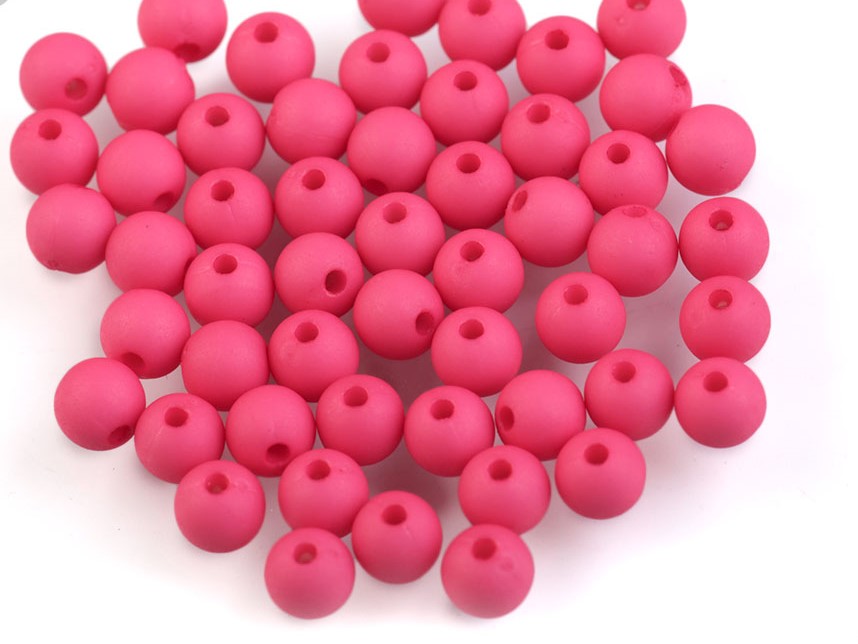 Plastové korálky 6mm (50ks) - růžová