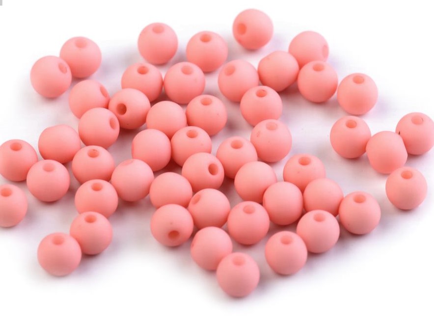 Plastové korálky 6mm (50ks) - pudrová