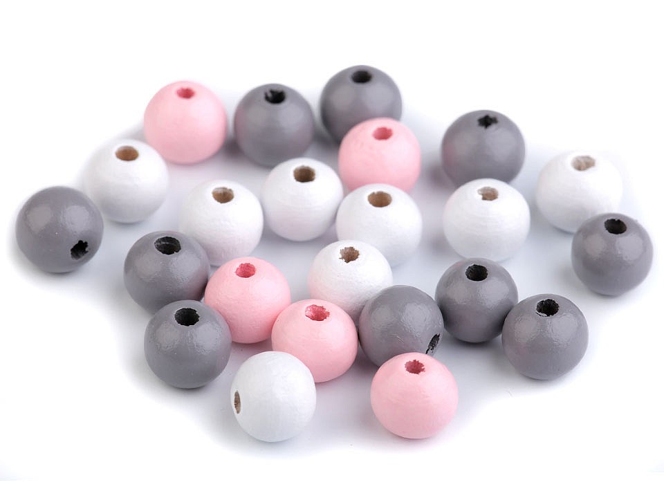 Dřevěné korálky 10 mm (35ks) - mix