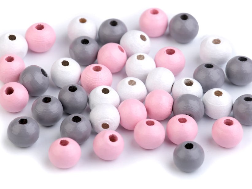 Dřevěné korálky - 60 kusů