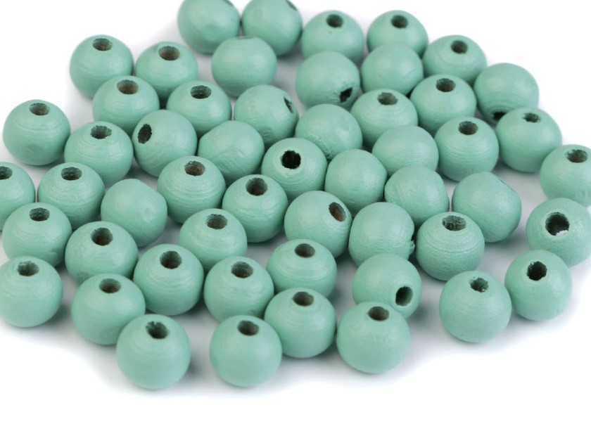 Dřevěné korálky 8 mm (60ks) - mint
