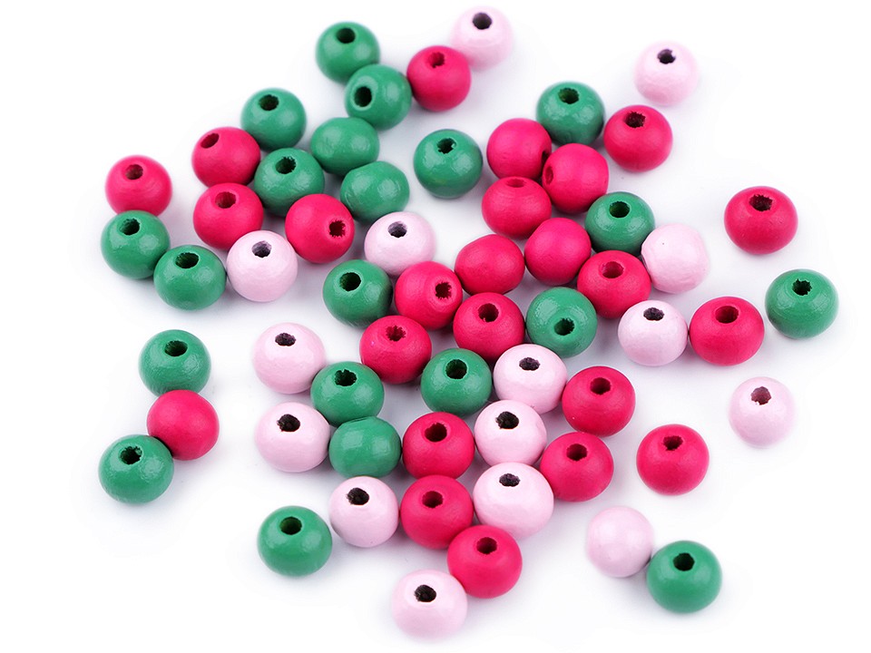 Dřevěné korálky 10 mm (35ks) - mix