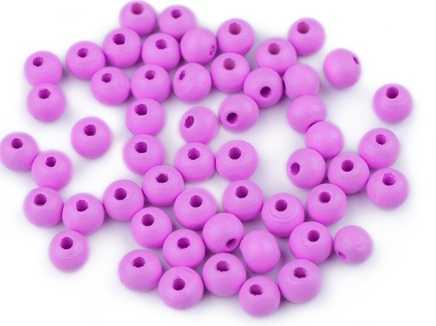 Dřevěné korálky 8 mm (60ks) - fuchsie