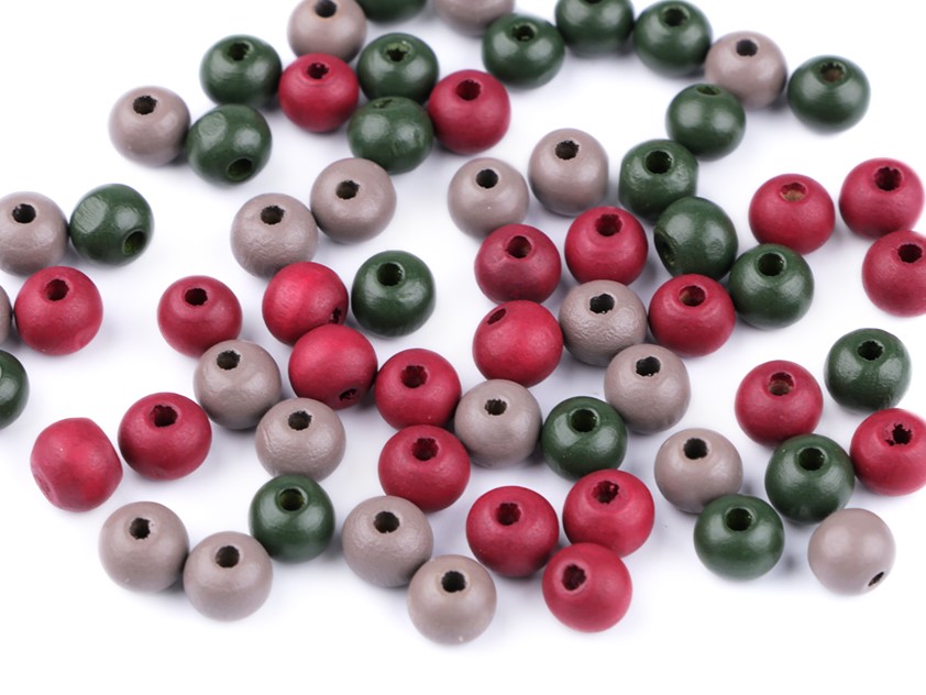 Dřevěné korálky 8 mm (60ks) - mix