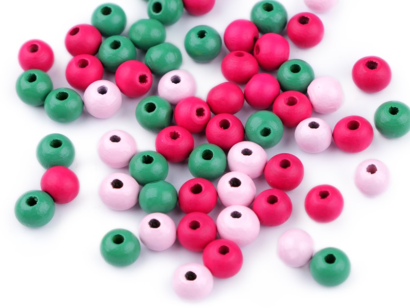 Dřevěné korálky 8 mm (60ks) - mix