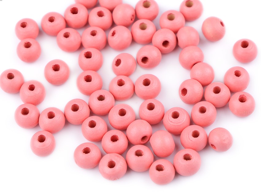 Dřevěné korálky 8 mm (60ks) - korálová sv.
