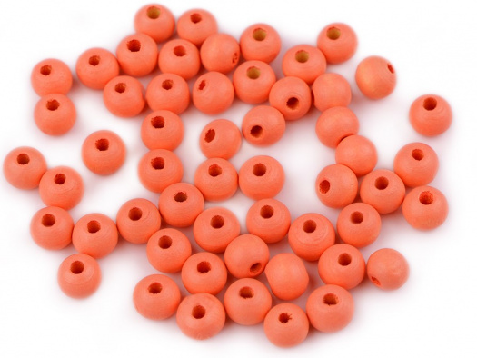 Dřevěné korálky 8 mm (60ks) - oranžová dýňová