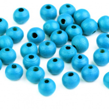 Dřevěné korálky 8 mm (60ks) - modrá neon