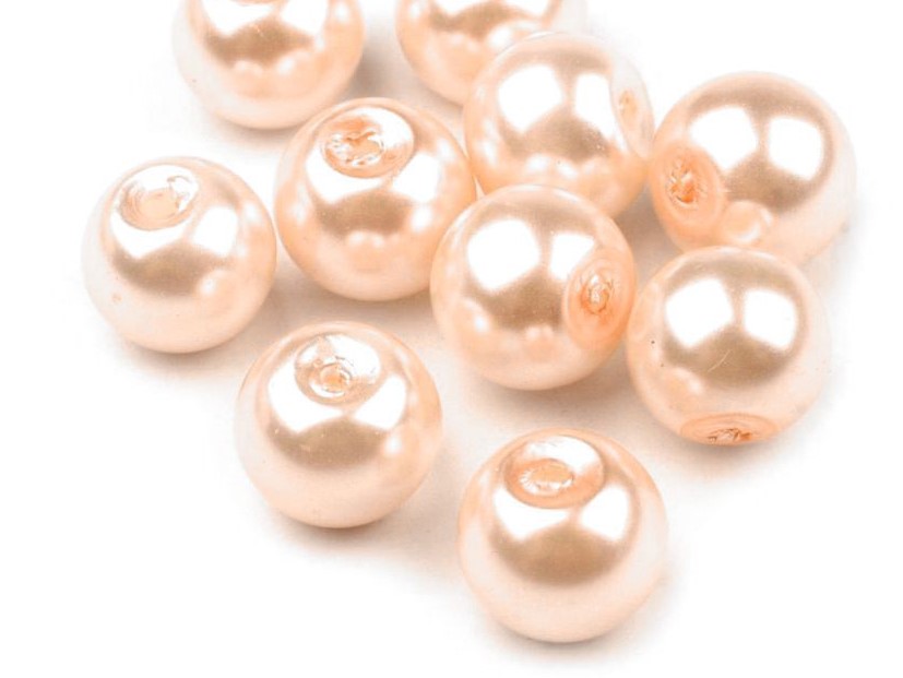 Skleněné korálky voskové perly 8 mm (35ks) - lososová
