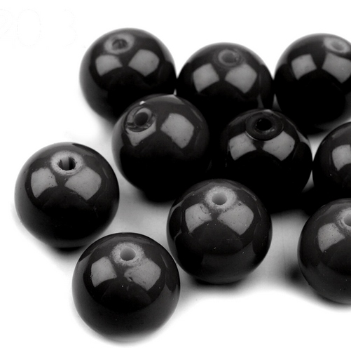 Voskované perly koule Ø8mm hladké 10ks- Černé