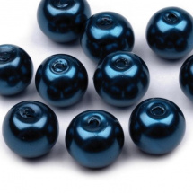 Skleněné voskové perly 8 mm (35ks) - modrá pařížská