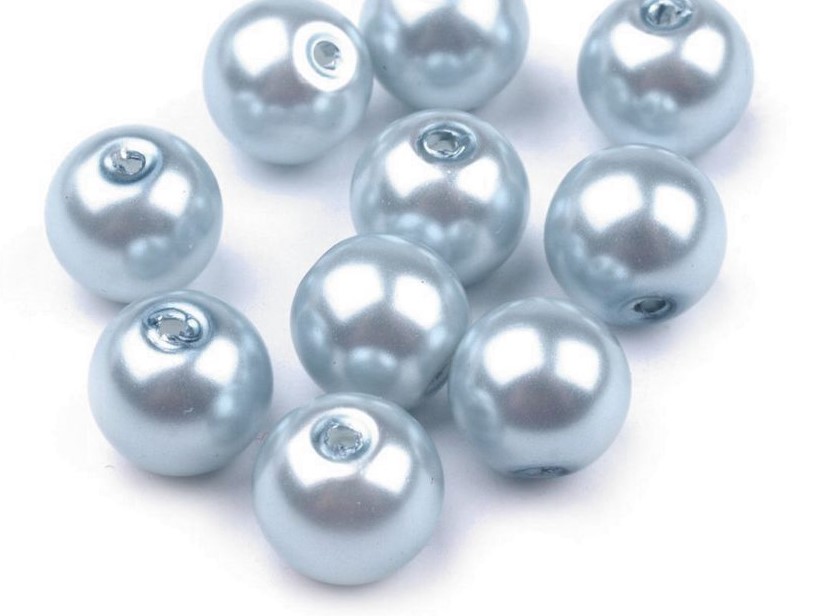 Skleněné voskové perly 8 mm (35ks) - šedá holubí