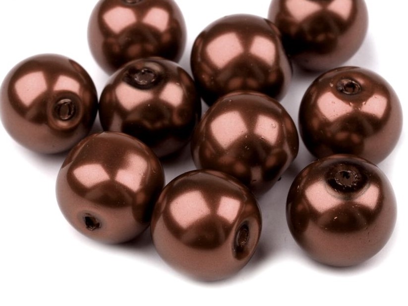 Skleněné voskové perly 8 mm (35ks) - hnědá