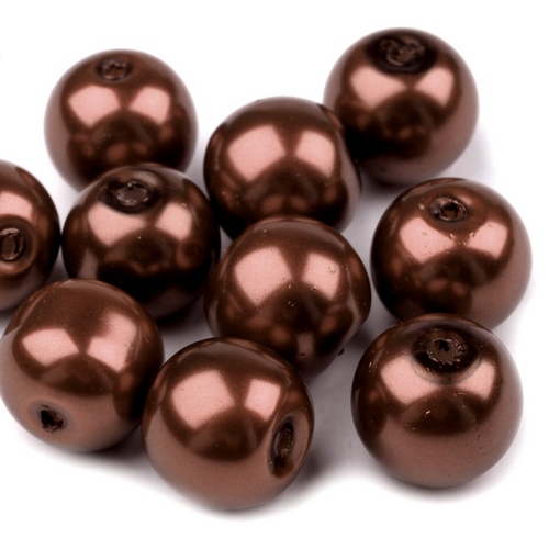 Voskované perly koule Ø8mm 6ks-hnědá