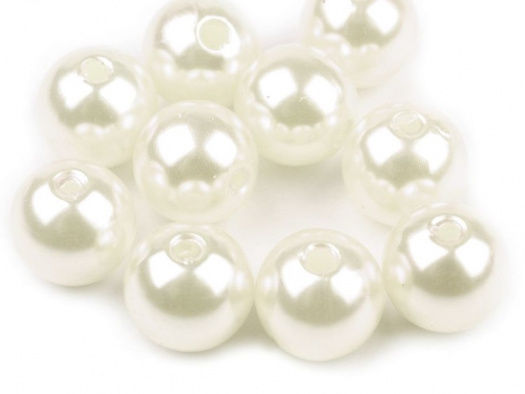 Plastové voskové korálky / perly 10 mm (12ks) - perlová