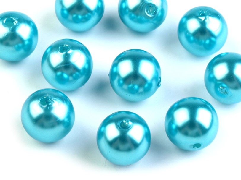 Plastové korálky / perly 10 mm (20ks) - tyrkysová