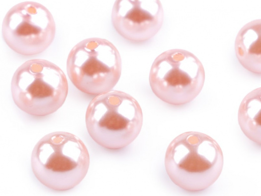 Plastové voskové korálky / perly 10 mm (20ks) - lososová