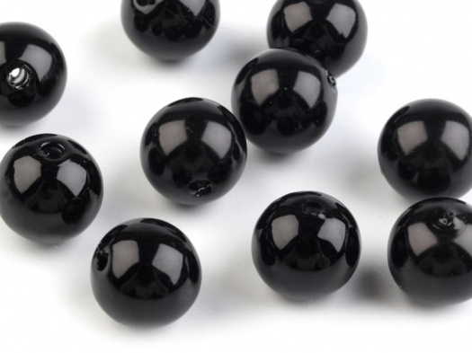 Plastové korálky / perly 10 mm (20ks) - černá