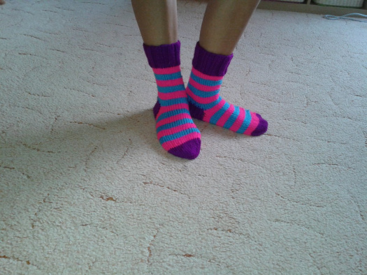 Ručně pletené ponožky - ruzné velikosti!! NEONOVÁ