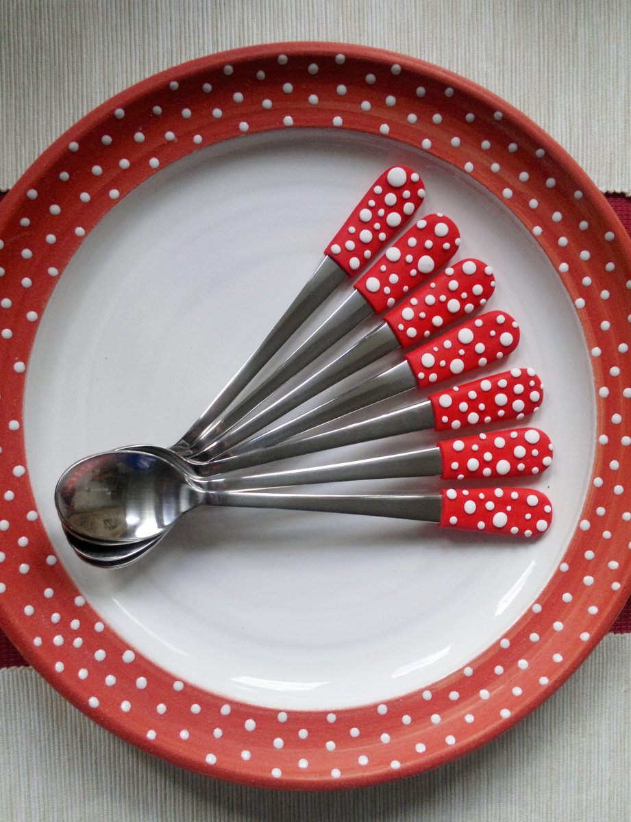 Dezertní lžičky- 18 cm. ♥ puntíky