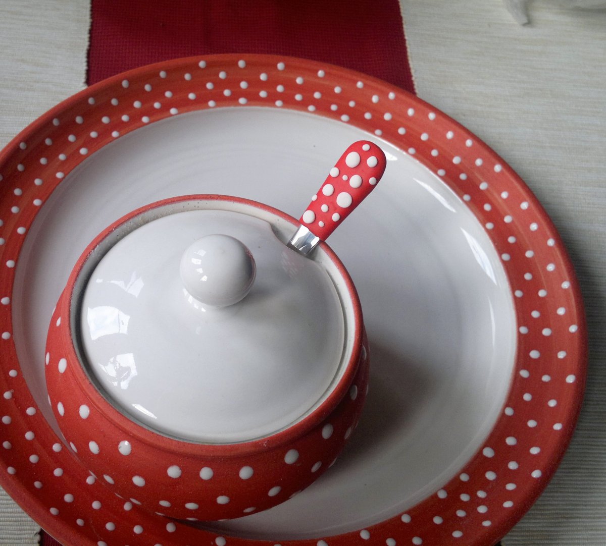 Čajové lžičky 14 cm- ♥ puntíky