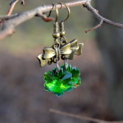 Zimní vločky v zelené - náušnice