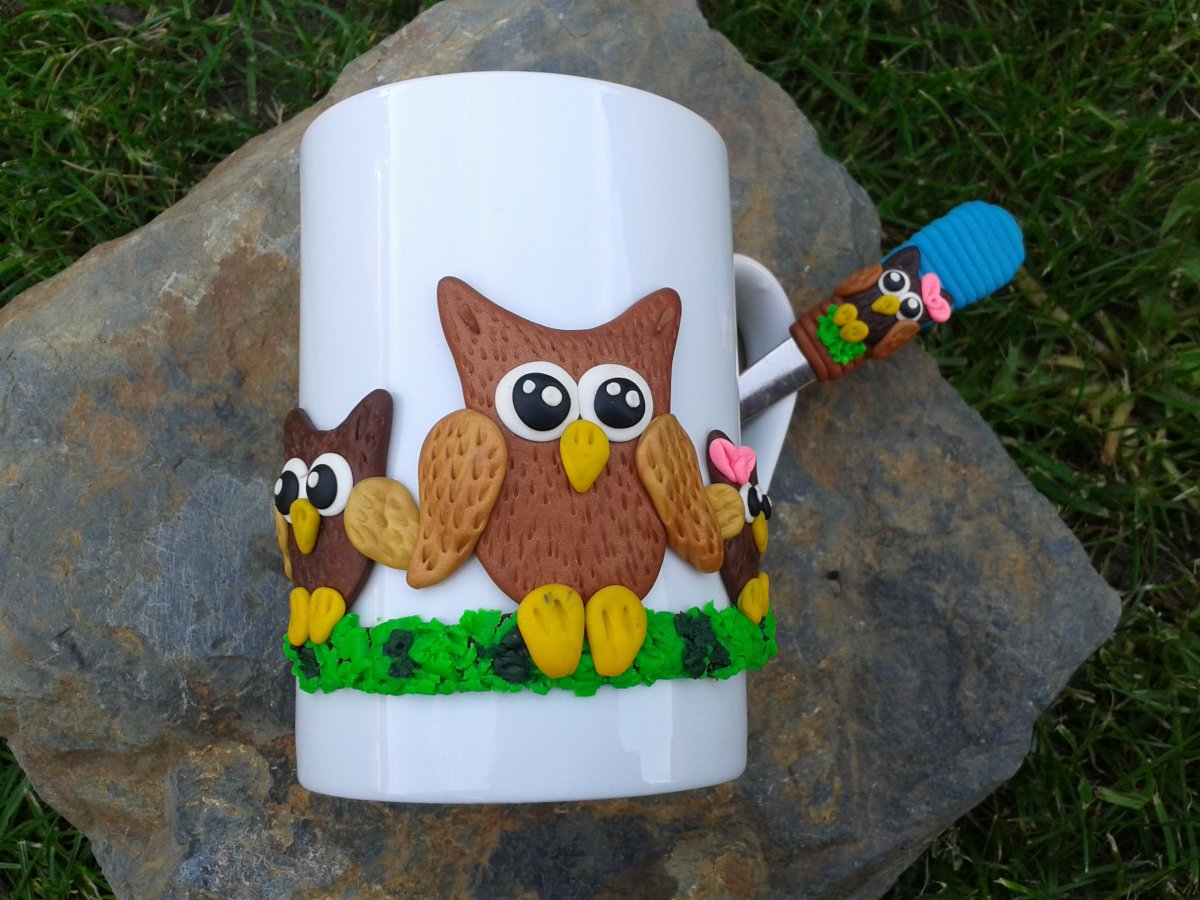 SETÍK HRNEČKU A LŽIČKY - sovičkový