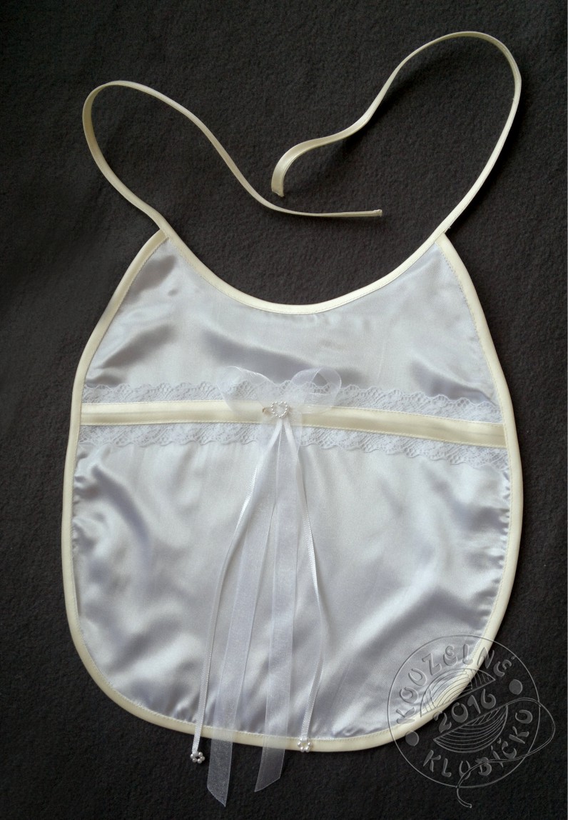 Bryndák pro družičku bílý/zdobení champagne