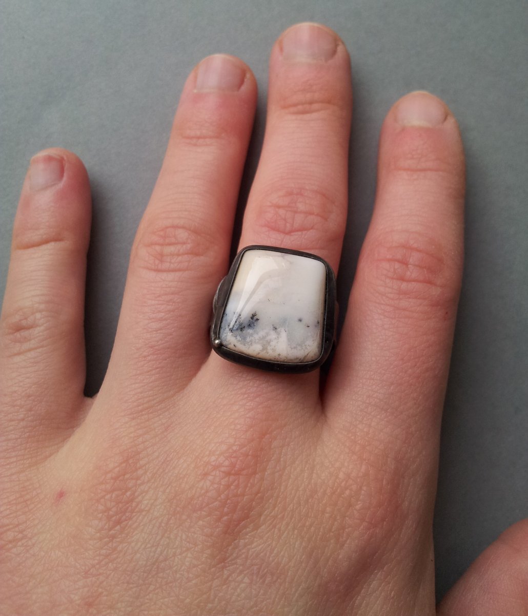 Prsten - Mlha- dendritický opál