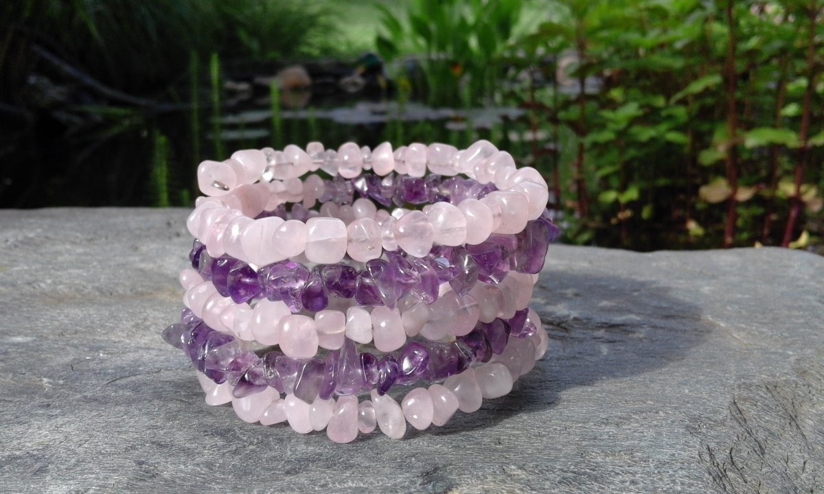 Náramek "Ametyst a růženín"