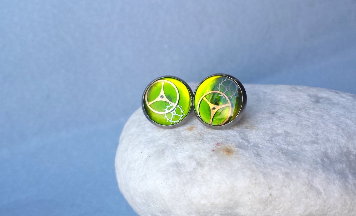 Zelené steampunkové puzetky - nerezová ocel