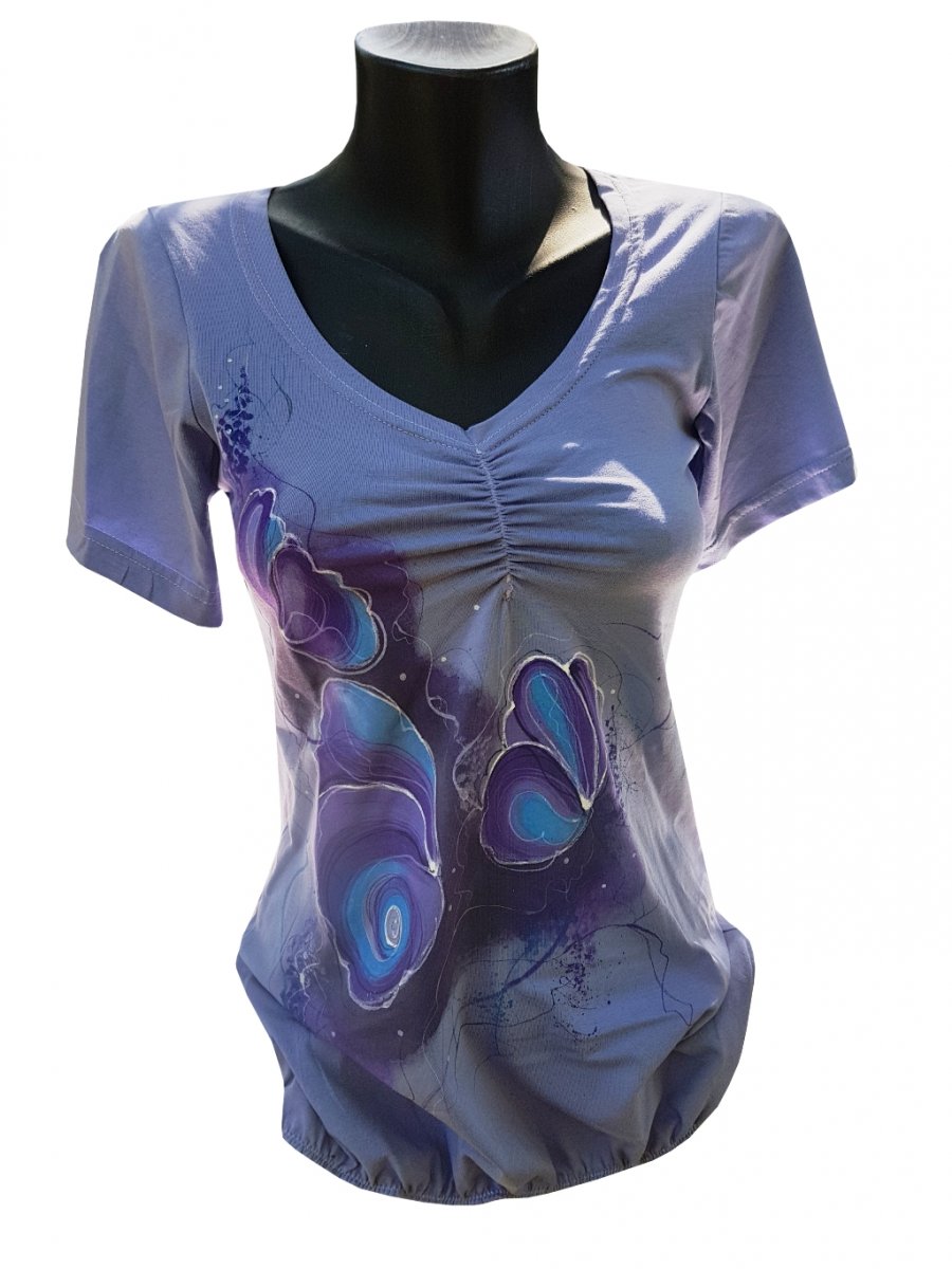 Šeříková tunika S/M-malba motýlů ručně malované