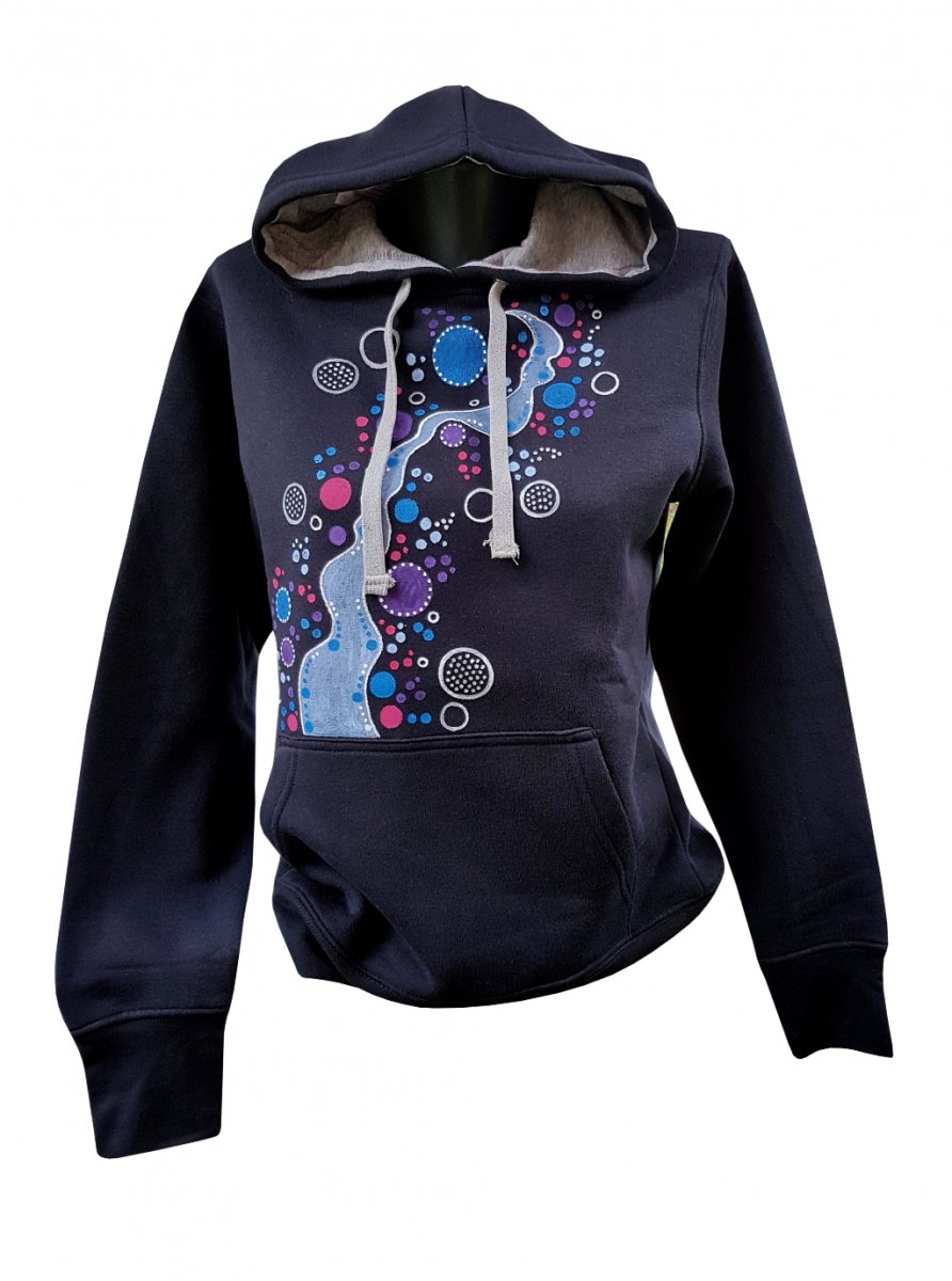 Tmavě modrá mikina s abstrakcí-ručně malované
