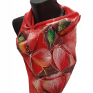 Červený šátek s máky-ručně malované