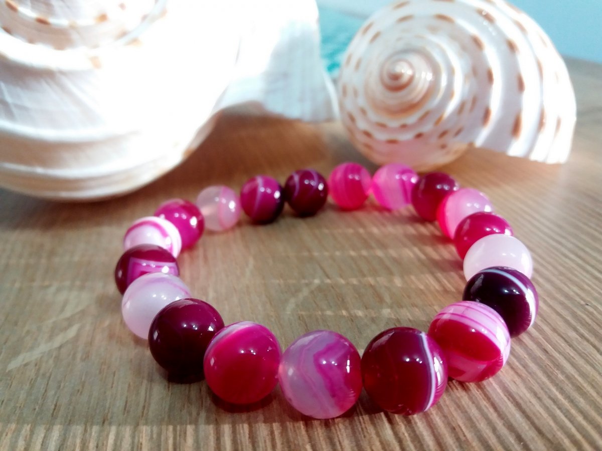 Achát (odstín tm.růžové) - náramek